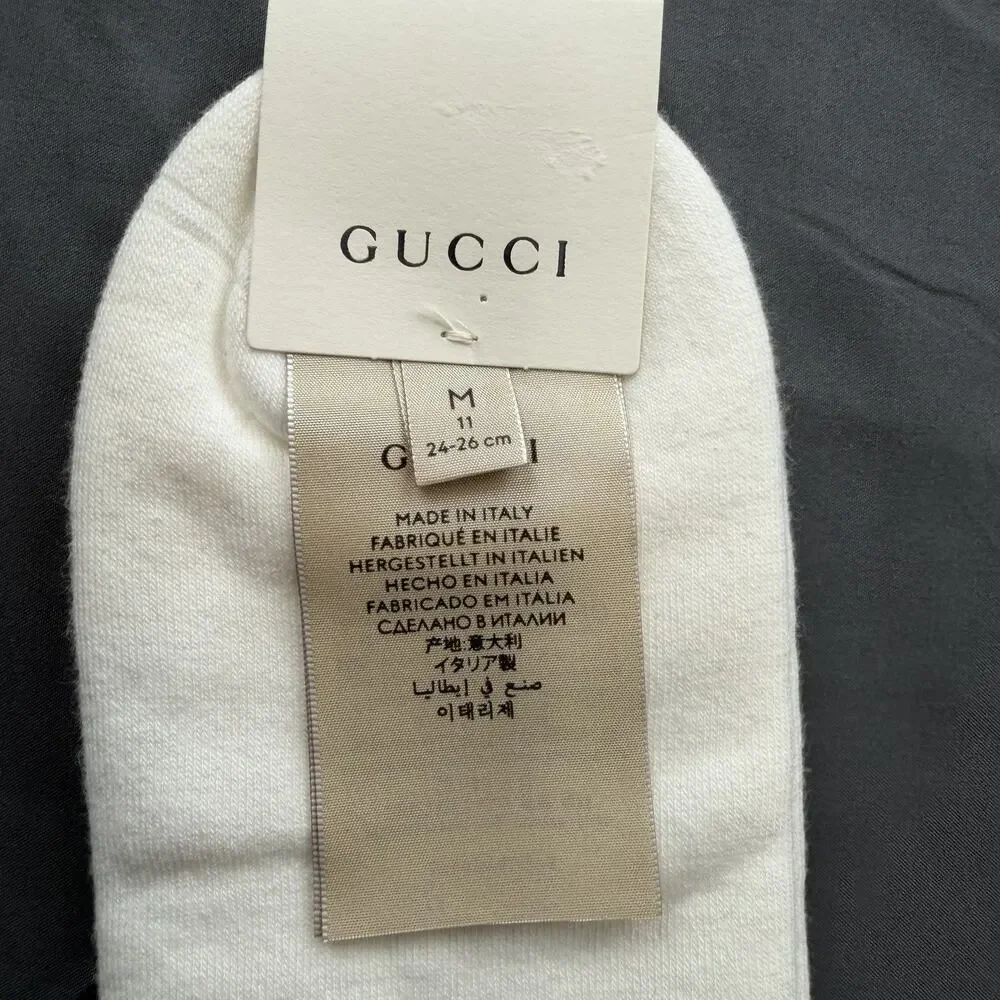 Gucci GG Logo Socks Men M White Blue Interlocking G NWT